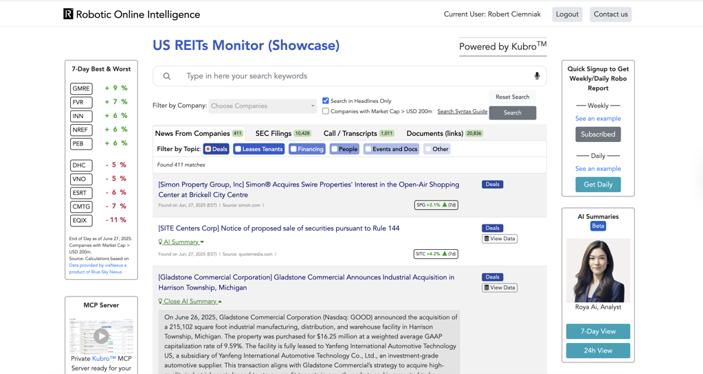 Introducing the US REITs Monitor (Showcase)